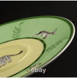 Hermes Africa Tea Cup & Saucer Set Green Animals Tableware Porcelain No Box VG