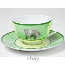 Hermes Africa Tea Cup and Saucer 2 set porcelain green dinnerware coffee animal