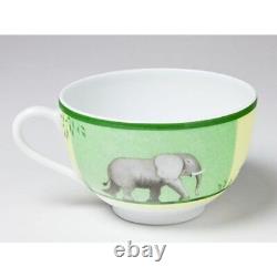 Hermes Africa Tea Cup and Saucer 2 set porcelain green dinnerware coffee animal