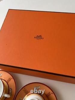 Hermes Africa Tea Cup and saucer 2 set orange porcelain tableware coffee