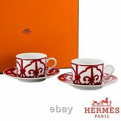 Hermes Balcon du Guadalquivir Tea Cup and Saucer 2 set Red 160ml Dinnerware 9520