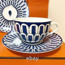 Hermes Bleus D'Ailleurs Tea Cup and Saucer 2 set blue porcelain coffee 200ml