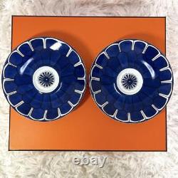 Hermes Bleus d'Ailleurs Tea Cup Saucer Set of 2 Blue Tableware unused w Box #3