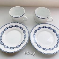 Hermes Chaine D'ancre Cup and Saucer 2 set blue coffee dinnerware