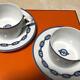 Hermes Chaine D'ancre Tea Cup and Saucer 2 set Blue dinnerware coffee r92