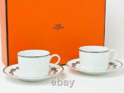 Hermes Chaine D'ancre Tea Cup and Saucer 2 set silver dinnerware coffee r38