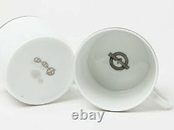 Hermes Chaine D'ancre Tea Cup and Saucer 2 set silver dinnerware coffee r38