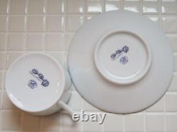 Hermes Chaine Dancre Cup and Saucer Tea Coffee Pair set of 2 White Blue Unused