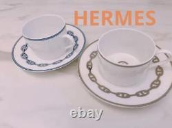 Hermes Chène d'Ancle tea cup saucer set of 2
