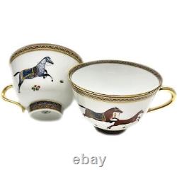 Hermes Cheval d'Orient Tea Cup Saucer Tableware 2 set Horse Coffee Auth New No, 6