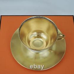 Hermes Cheval d'Orient Tea Cup and Saucer 009916P Gold White Tableware