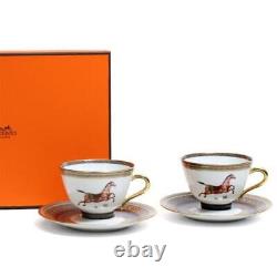 Hermes Cheval d'Orient Tea Cup and Saucer 2 set No. 3 porcelain coffee
