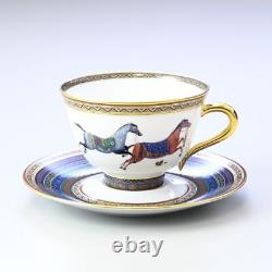 Hermes Cheval d'Orient Tea Cup and Saucer 2 set porcelain dinnerware coffee 9884