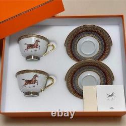 Hermes Cheval d'Orient Tea Cup and Saucer porcelain coffee 2 Set