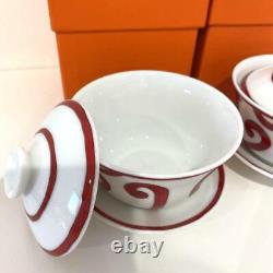 Hermes Guadalquivir Red Asian Tea Cup Saucer Tableware 2 set Ornament New Rare