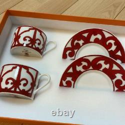 Hermes Guadalquivir Red Tea Cup Saucer Tableware set Ornament Coffee New Japan