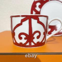Hermes Guadalquivir Red Tea Cup Saucer Tableware set Unused New