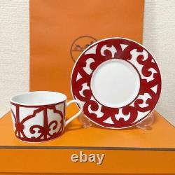 Hermes Guadalquivir Red Tea Cup Saucer Tableware set Unused New