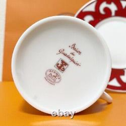 Hermes Guadalquivir Tea Cup and Saucer Set Red in Box