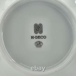 Hermes H Deco 4-Piece Tea Cup & Saucer Set Printed Porcelain Black