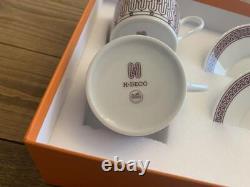 Hermes H Deco ROUGE Tea Cup and Saucer 2 set porcelain dinnerware coffee