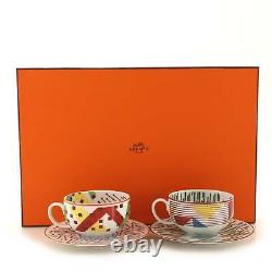Hermes Hippomobile 4-Piece Tea Cup & Saucer Set Printed Porcelain Print