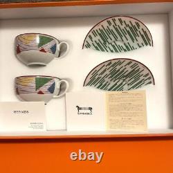 Hermes Hippomobile Tea Cup Saucer Tableware 2 set Morning Coffee Cafe Auth New