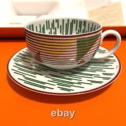 Hermes Hippomobile Tea Cup Saucer Tableware 2 set Morning Coffee Cafe Auth New