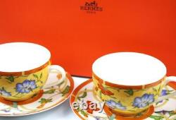 Hermes La Siesta Demitasse Tea Cup and Saucer 2 set porcelain Unused Discontinue