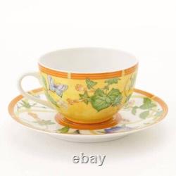 Hermes La Siesta Tea Cup and Saucer 2 set porcelain dinnerware coffee flower