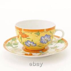 Hermes La Siesta Tea Cup and Saucer 2 set porcelain dinnerware coffee flower