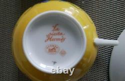 Hermes La Siesta Teacup & Saucer Pair Set of 2 Yellow