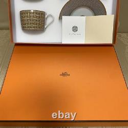 Hermes Mosaic 24 Tea Cup and Saucer Set of 2 Gold with Box Tableware Genuine