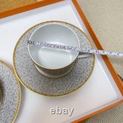 Hermes Mosaic Coffee Or Tea Cup Saucer Pair Set