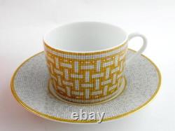 Hermes Mosaique Au 24 Gold Cup and Saucer Set in Original Box