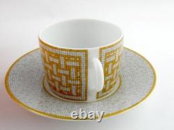 Hermes Mosaique Au 24 Gold Cup and Saucer Set in Original Box