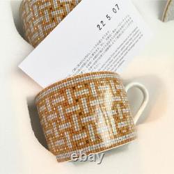 Hermes Mosaique Au 24 Tea Cup 2 set Gold porcelain dinnerware coffee 160 ml 059