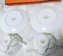 Hermes Nile Tea Cup Saucer Green Lotus Floral Tableware 2 set Coffee Cafe New