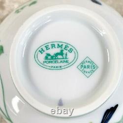 Hermes Paris Tea Cup & Saucer Porcelain Toucans Bird Green White No Box