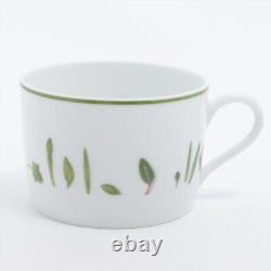 Hermes Paris Tea Cup & Saucer Set Mesclun Collection Porcelain White Green