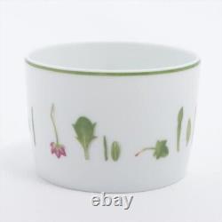 Hermes Paris Tea Cup & Saucer Set Mesclun Collection Porcelain White Green