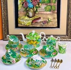 Hermes Passifolia Tea Cup Saucer Tableware 2 set Green Botanical Floral New Auth