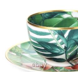 Hermes Passifolia Tea Cup Saucer Tableware Green Botanical 2 set Coffee Auth New