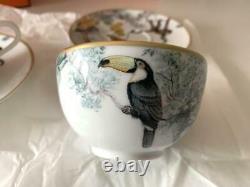 Hermes Porcelain Carnets d'Equateur Tea Cup Saucer Tableware 2 set Animal New