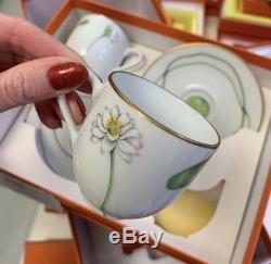Hermes Porcelain Coffee Tea Set Two Cups With Saucers