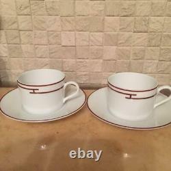 Hermes Porcelain Cup Saucer Rythme Red Tableware set Ornament Unused Tea Coffee
