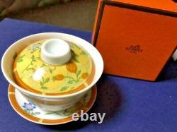 Hermes Porcelain Siesta Asian Tea Cup Saucer Tableware Yellow Ornament New JAPAN