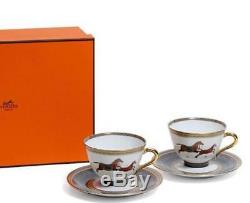 Hermes Porcelain Tea Cup Saucer 2 set Cheval d'Orient Horse Tableware New Unused