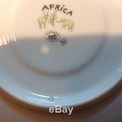 Hermes Porcelain Tea Cup Saucer Africa Green Tableware 2 set Ornament Auth New