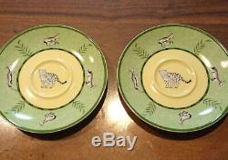 Hermes Porcelain Tea Cup Saucer Africa Green Tableware 2 set Ornament Auth New